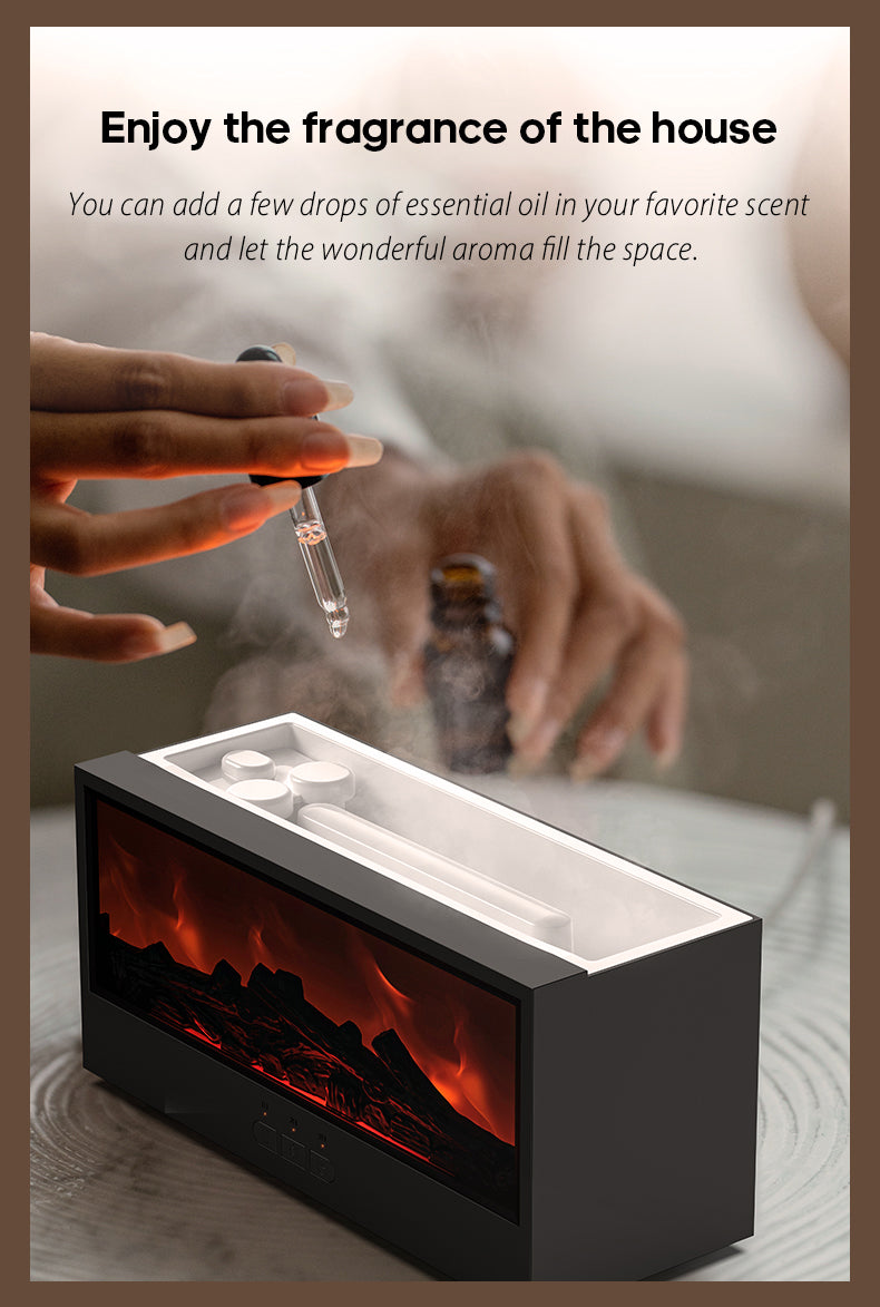 Transform the Atmosphere of Your Home: Ultrasonic Humidifier & Fireplace Diffuser with Flame Effect