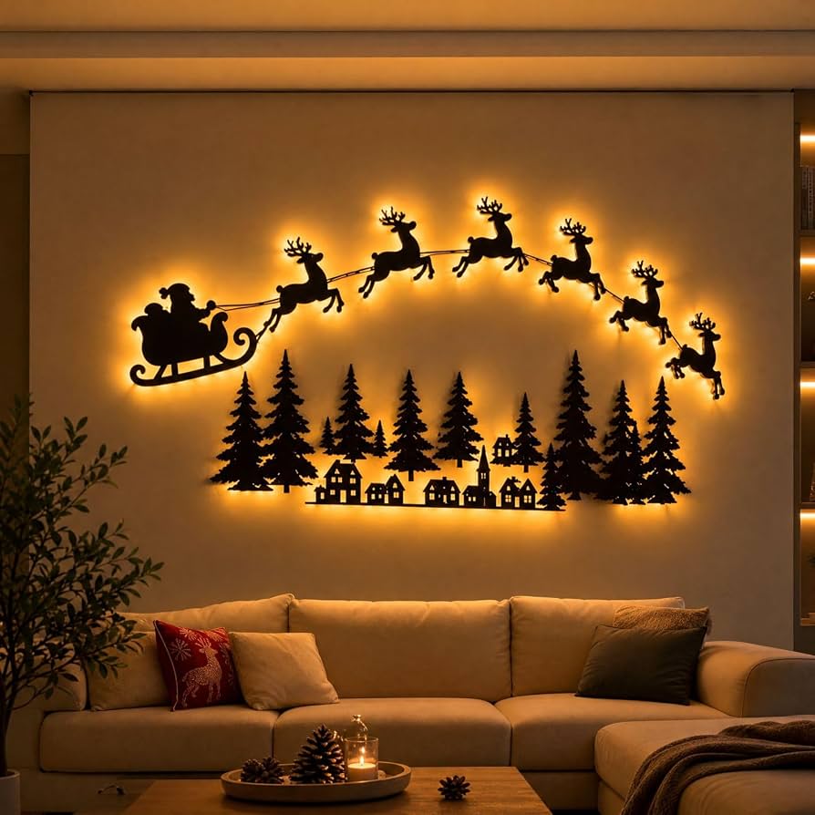 Light-up flying reindeer decorations for the New Year