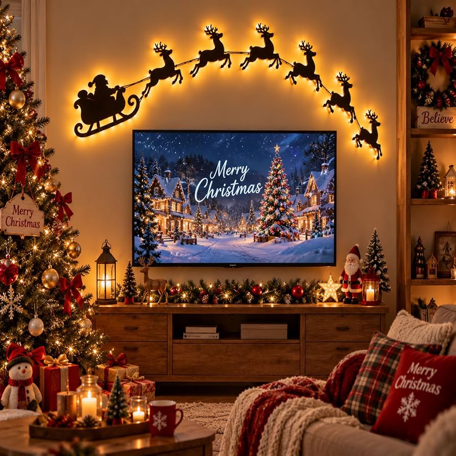 Light-up flying reindeer decorations for the New Year