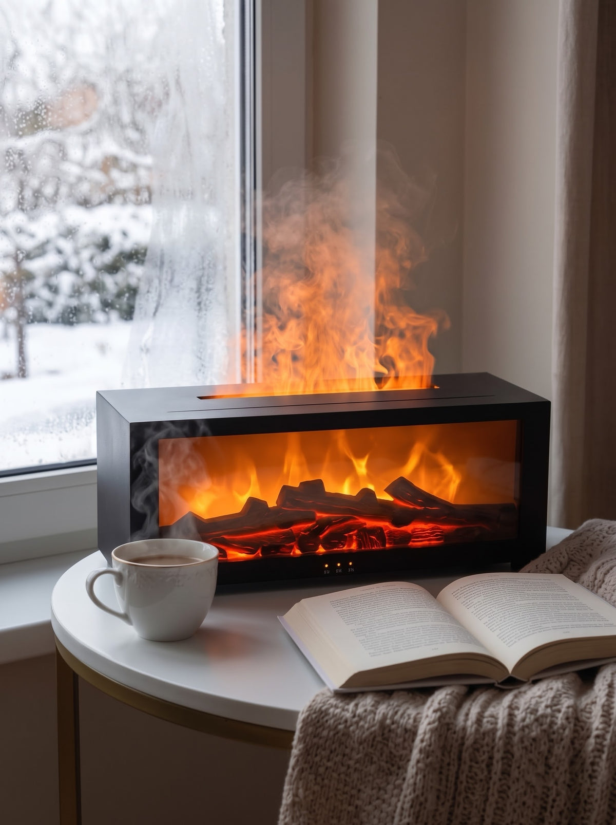 Transform the Atmosphere of Your Home: Ultrasonic Humidifier & Fireplace Diffuser with Flame Effect