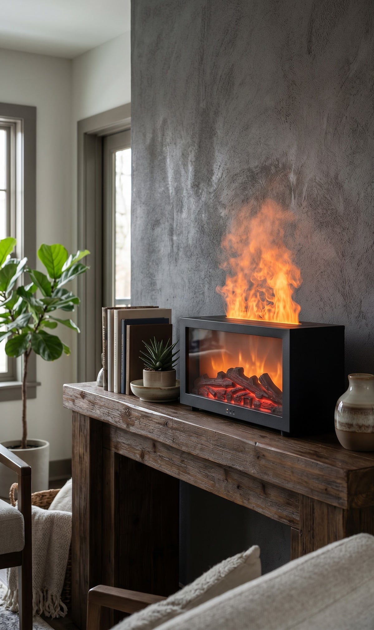 Transform the Atmosphere of Your Home: Ultrasonic Humidifier & Fireplace Diffuser with Flame Effect