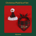 Cute Christmas Pet Accessories Set, Plaid Bandana Scarf and Hat for Dogs and Cats