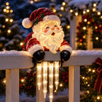 Christmas Porch Railing Decoration with Snowman, Santa, Reindeer and Penguin