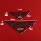 Cute Christmas Pet Accessories Set, Plaid Bandana Scarf and Hat for Dogs and Cats