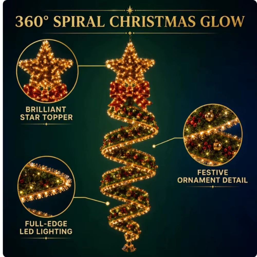Christmas Spiral Hanging Light with Snowflake Ornament – LED Holiday Decor