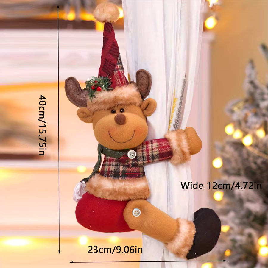 Luxury Christmas Curtain Tiebacks – Cute Santa Claus & Snowman Curtain Holders for Festive Home Decoration