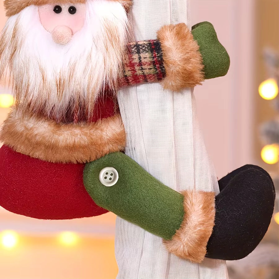 Luxury Christmas Curtain Tiebacks – Cute Santa Claus & Snowman Curtain Holders for Festive Home Decoration
