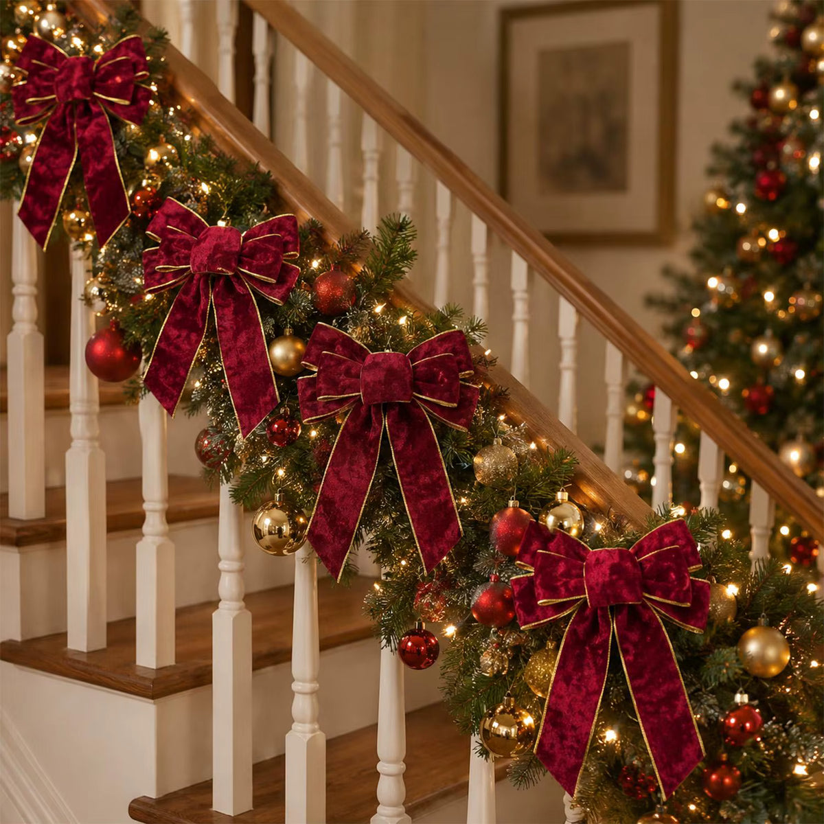 Luxury Red Velvet Christmas Bow – Hanging Holiday Decoration for Home