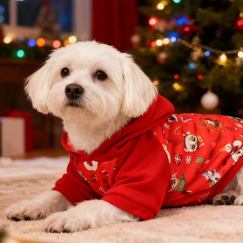 New Arrival Christmas Pet Hoodie, Festive Holiday Dog and Cat Clothing, Warm Winter Hooded