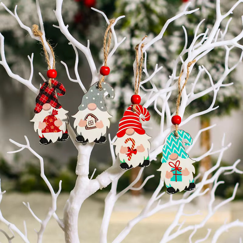 Holiday Wooden Pendants — Christmas Gnomes, Tree Decoration & New Year Gift