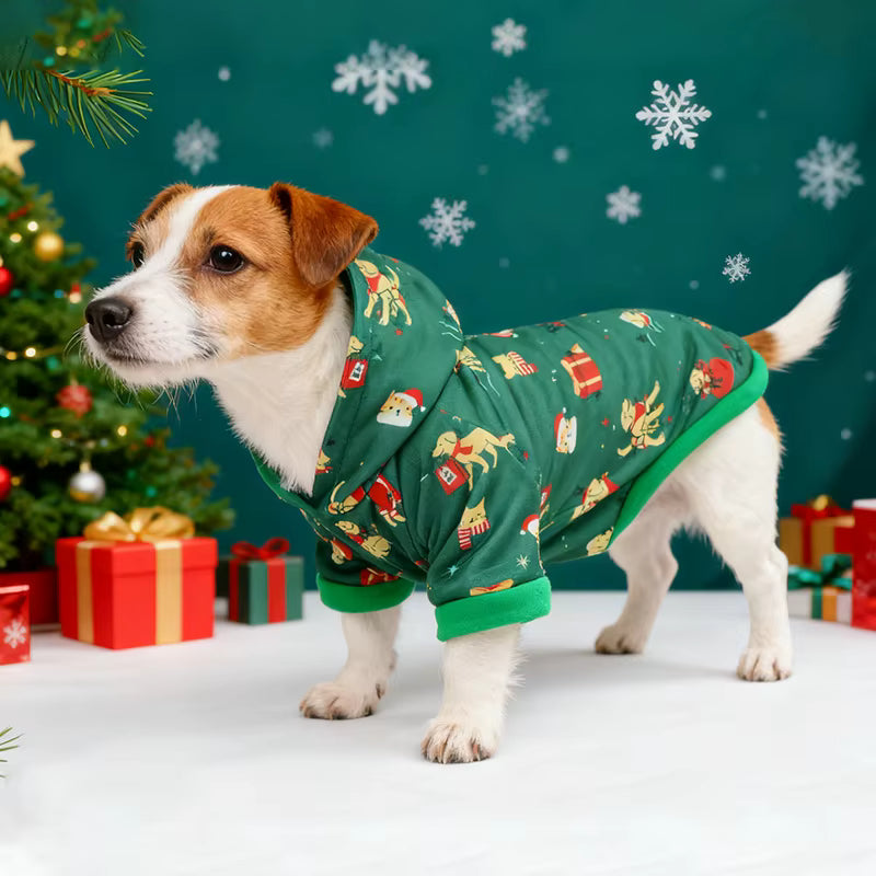 New Arrival Christmas Pet Hoodie, Festive Holiday Dog and Cat Clothing, Warm Winter Hooded