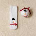 Cute Christmas Cartoon Plush Socks with Gift Box – Cozy Coral Fleece Winter Socks for Kids