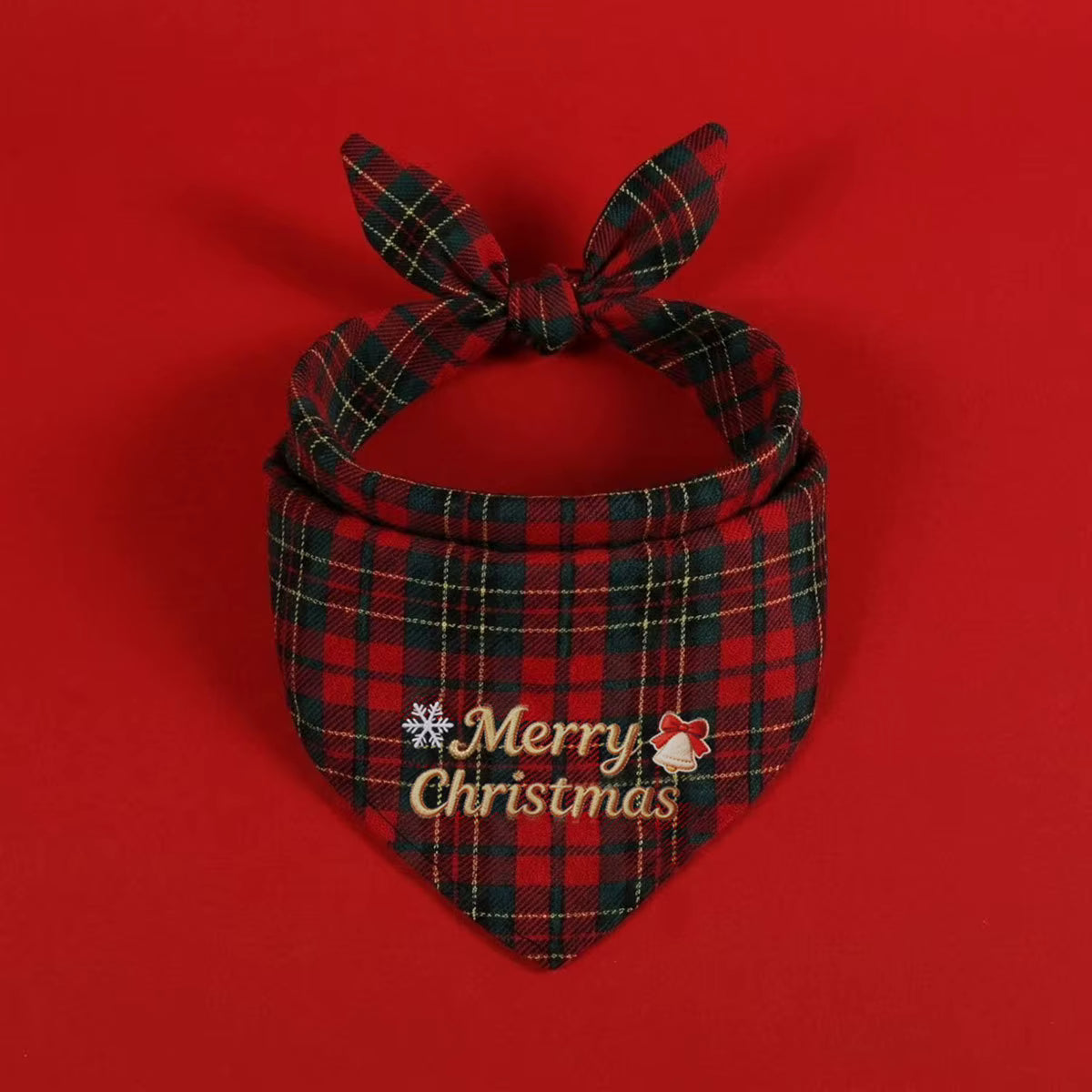 Cute Christmas Pet Accessories Set, Plaid Bandana Scarf and Hat for Dogs and Cats