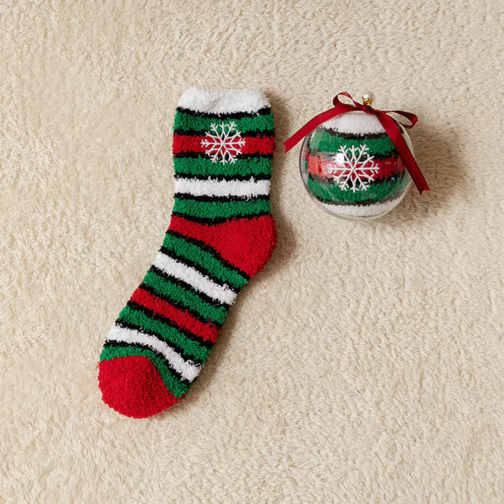 Cute Christmas Cartoon Plush Socks with Gift Box – Cozy Coral Fleece Winter Socks for Kids