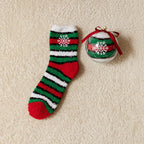 Cute Christmas Cartoon Plush Socks with Gift Box – Cozy Coral Fleece Winter Socks for Kids