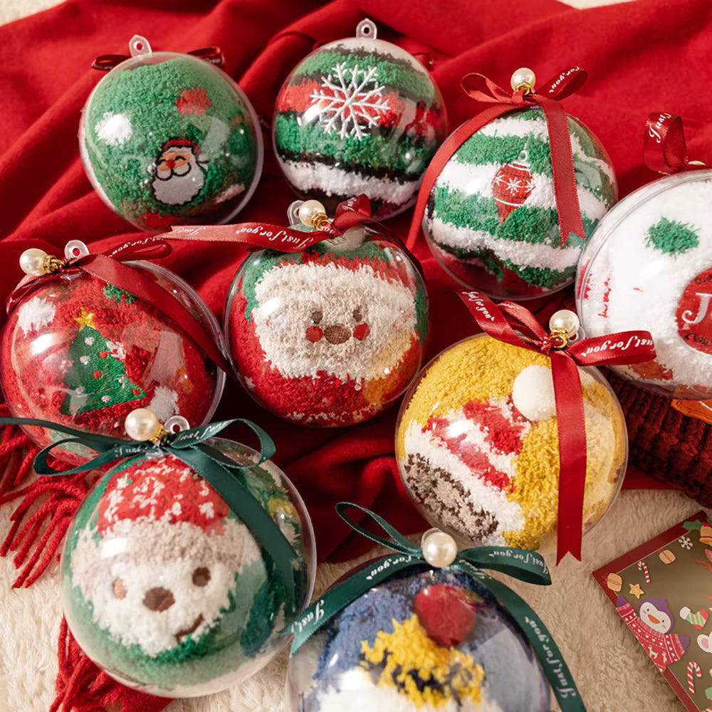 Cute Christmas Cartoon Plush Socks with Gift Box – Cozy Coral Fleece Winter Socks for Kids