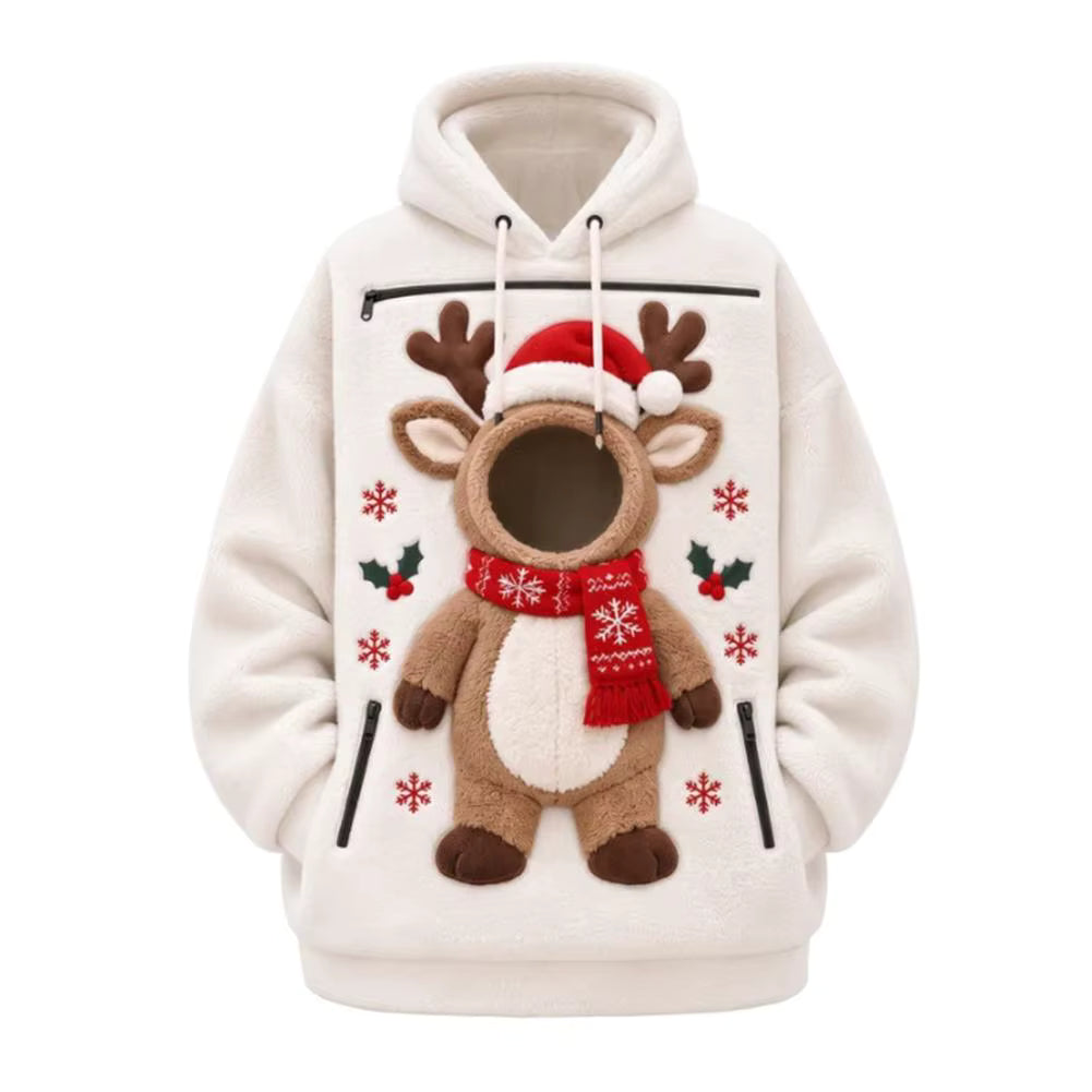 Cute Christmas Pet Carrier Hoodie – Cozy Pullover for Cat & Dog Owners