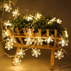 Holiday LED String Lights — Snowflake & Cherry Blossom Garland