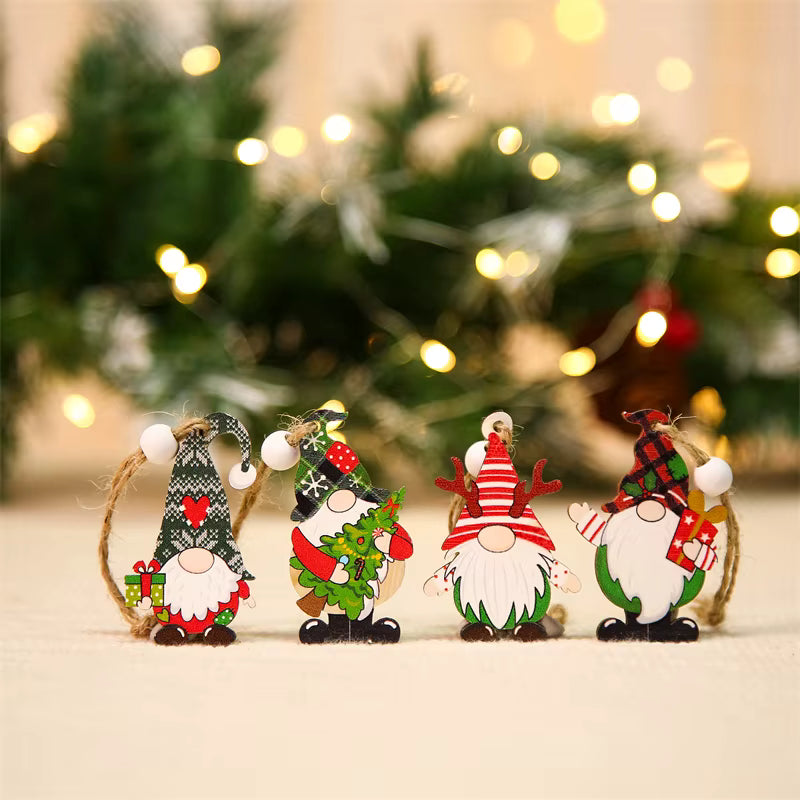Holiday Wooden Pendants — Christmas Gnomes, Tree Decoration & New Year Gift