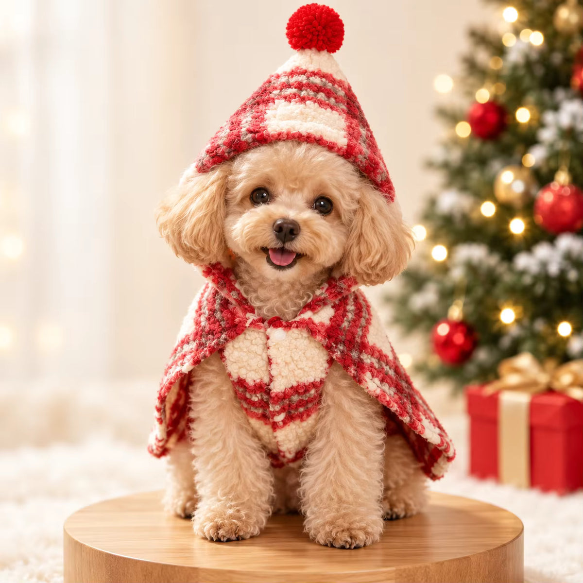 Christmas Dog Cape with Hood | Soft Winter Costume
