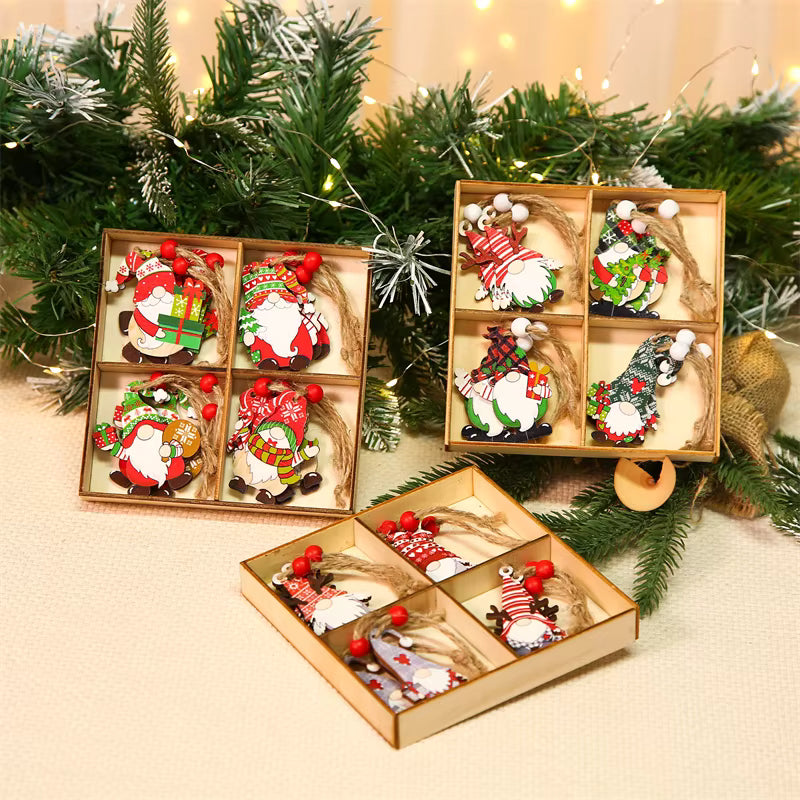 Holiday Wooden Pendants — Christmas Gnomes, Tree Decoration & New Year Gift