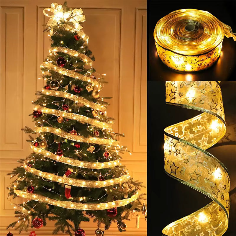 Festive LED Ribbon Lights 5/10M – Christmas & New Year Home Decor