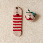 Cute Christmas Cartoon Plush Socks with Gift Box – Cozy Coral Fleece Winter Socks for Kids