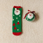 Cute Christmas Cartoon Plush Socks with Gift Box – Cozy Coral Fleece Winter Socks for Kids