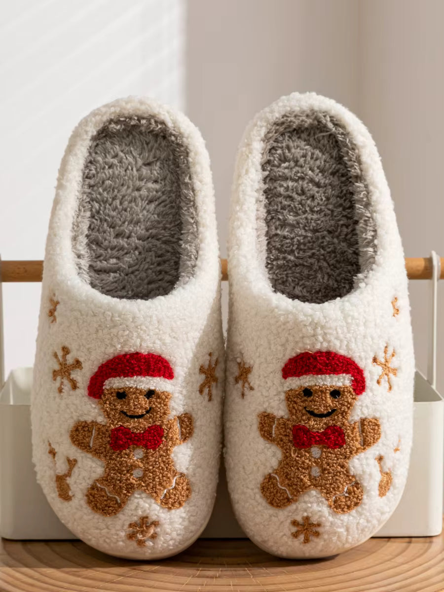 Women's Christmas Gingerbread House Slippers – Soft Comfortable Winter Indoor Footwear