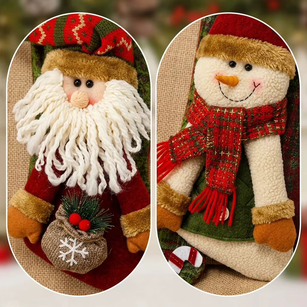 🎄 Christmas Stockings 18" — Festive Santa, Snowman, Reindeer & Bear Set