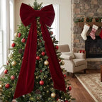 Retro Velvet Holiday Bow – Striking Long Red Ribbon Decoration