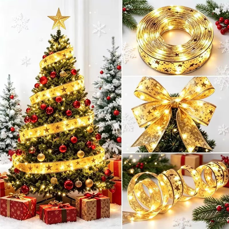 Festive LED Ribbon Lights 5/10M – Christmas & New Year Home Decor