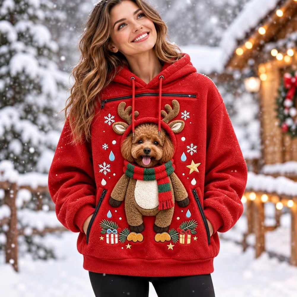 Cute Christmas Pet Carrier Hoodie – Cozy Pullover for Cat & Dog Owners