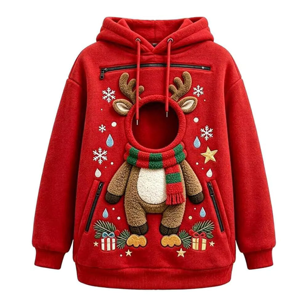 Cute Christmas Pet Carrier Hoodie – Cozy Pullover for Cat & Dog Owners