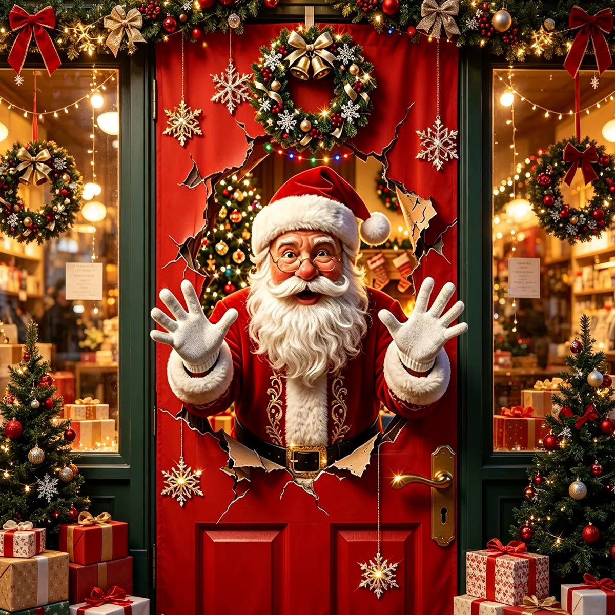 anta Claus Door Hanging — Festive Party Banner