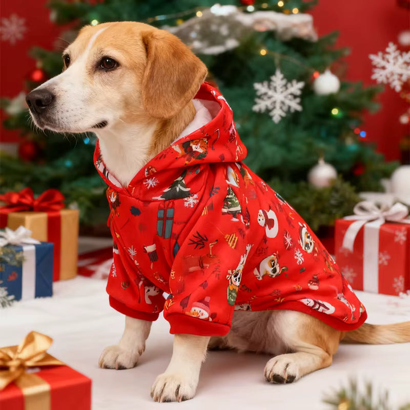New Arrival Christmas Pet Hoodie, Festive Holiday Dog and Cat Clothing, Warm Winter Hooded