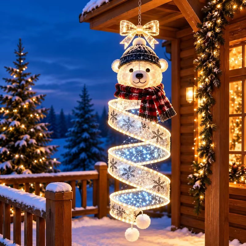 Christmas Spiral Hanging Light with Snowflake Ornament – LED Holiday Decor