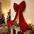 Retro Velvet Holiday Bow – Striking Long Red Ribbon Decoration