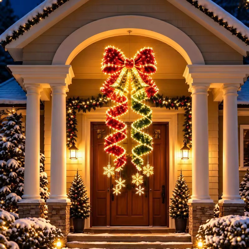 Christmas Spiral Hanging Light with Snowflake Ornament – LED Holiday Decor