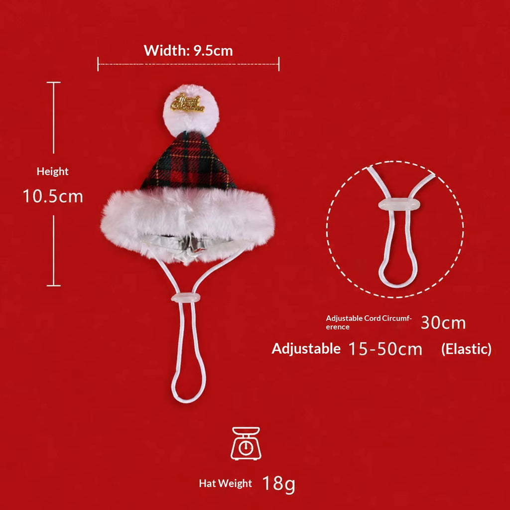 Cute Christmas Pet Accessories Set, Plaid Bandana Scarf and Hat for Dogs and Cats
