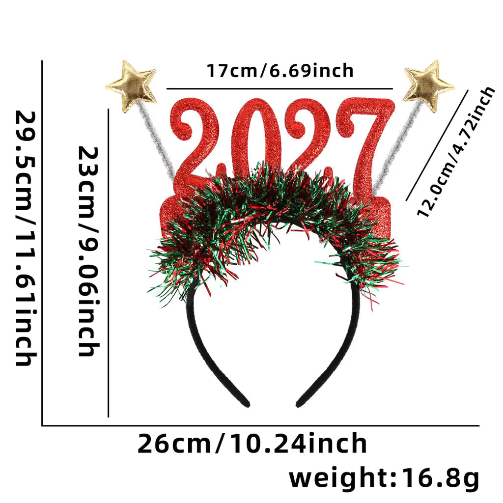 2027 Happy New Year Sequin Headband or Glitter Glasses – Festive Party Photo Prop Accessory