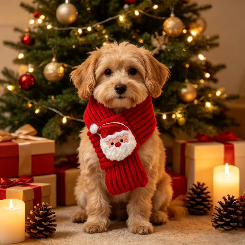 Christmas Knitted Pet Scarves for Small Dogs & Cats – 2-Pack