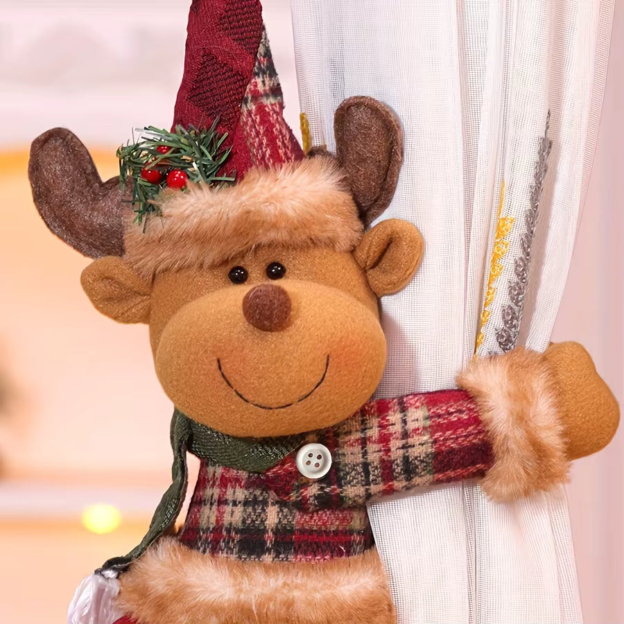 Luxury Christmas Curtain Tiebacks – Cute Santa Claus & Snowman Curtain Holders for Festive Home Decoration