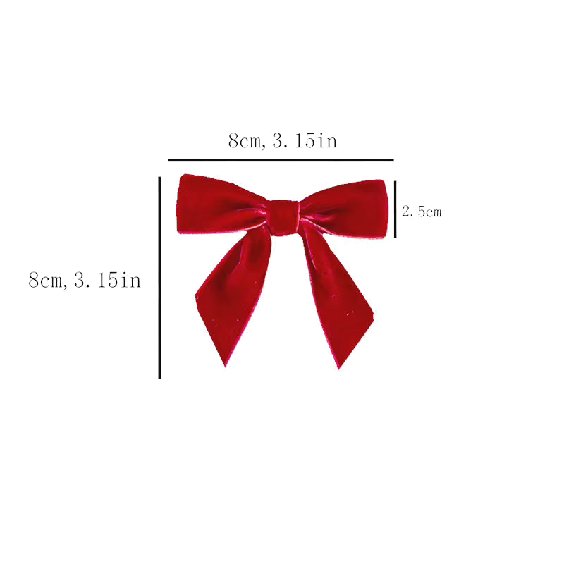 Vintage Red Velvet Christmas Bow Set – Decorative Ornaments for Tree & Gifts