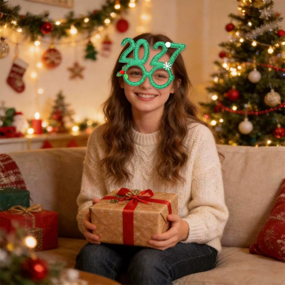 2027 Happy New Year Sequin Headband or Glitter Glasses – Festive Party Photo Prop Accessory