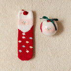 Cute Christmas Cartoon Plush Socks with Gift Box – Cozy Coral Fleece Winter Socks for Kids