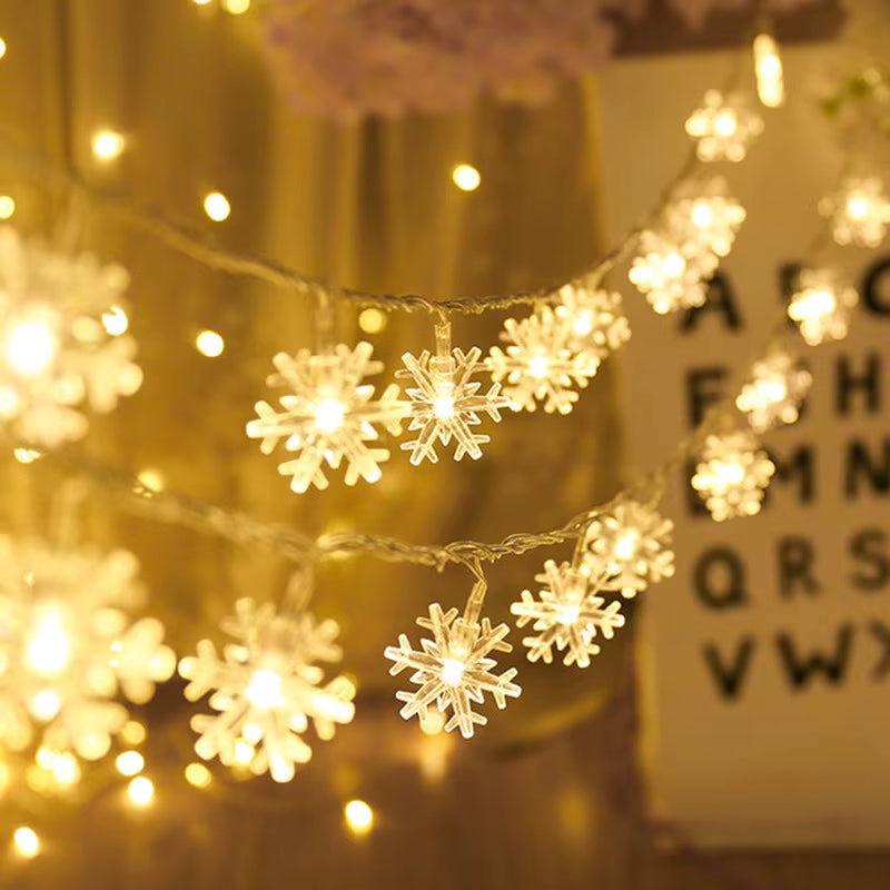 Holiday LED String Lights — Snowflake & Cherry Blossom Garland