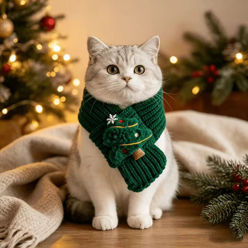 Christmas Knitted Pet Scarves for Small Dogs & Cats – 2-Pack