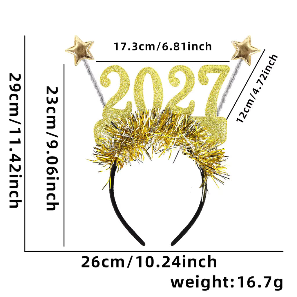 2027 Happy New Year Sequin Headband or Glitter Glasses – Festive Party Photo Prop Accessory