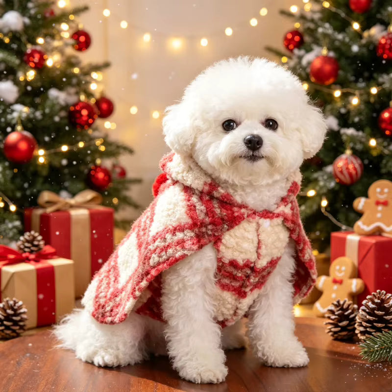 Christmas Dog Cape with Hood | Soft Winter Costume